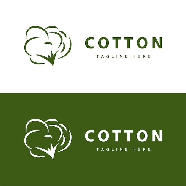 diseño de logotipo de algodón flor algodón suave material textil vegetal orgánico plantilla plantilla de ilustración de ropa