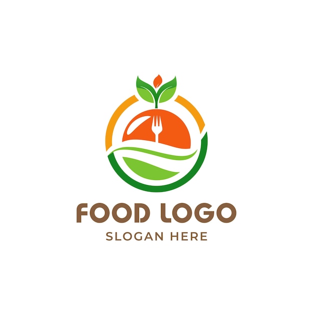 Diseño de logotipo de alimentos saludables dibujado a mano