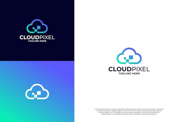 Diseño del logotipo de almacenamiento en nube de píxeles