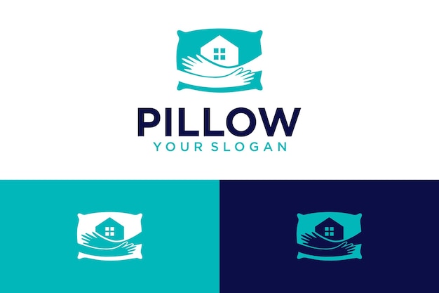 diseño de logotipo de almohada con casa y abrazo