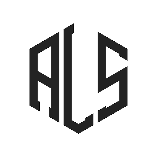 Diseño del logotipo ALS Letra inicial ALS Monograma Logotipo con forma de hexágono