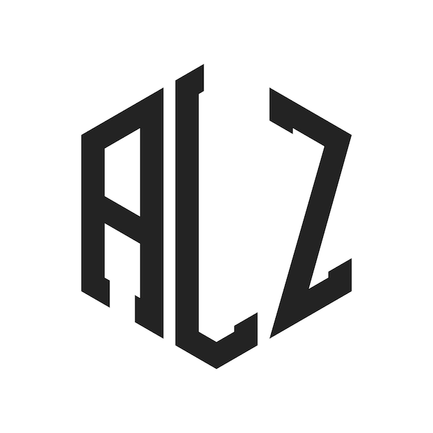 Diseño del logotipo ALZ Letra inicial ALZ Monograma Logotipo con forma de hexágono