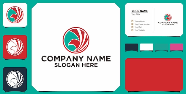 Diseño de logotipo de American Eagle, plantilla de logotipo de águila estadounidense moderna. y tarjeta de visita premium