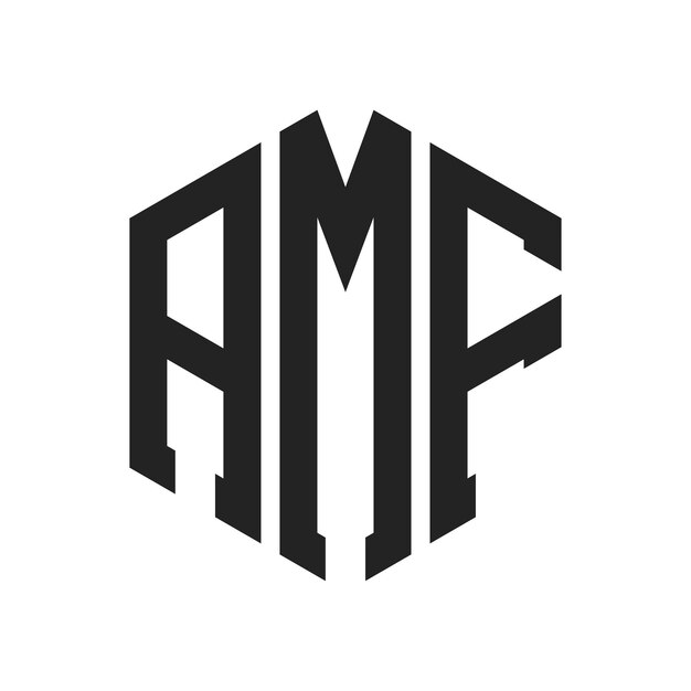 Diseño del logotipo AMF Letra inicial AMF Monograma Logotipo con forma de hexágono