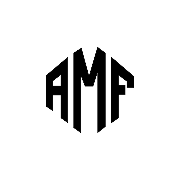 Diseño del logotipo de AMF con letras en forma de polígono AMF diseño del logotipo en forma de póligono y cubo AMF hexágono modelo de logotipo vectorial colores blanco y negro AMF monograma logotipo de negocios y bienes raíces