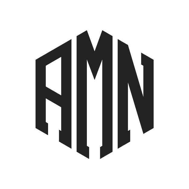 Diseño del logotipo AMN Letra inicial AMN Monograma Logotipo con forma de hexágono