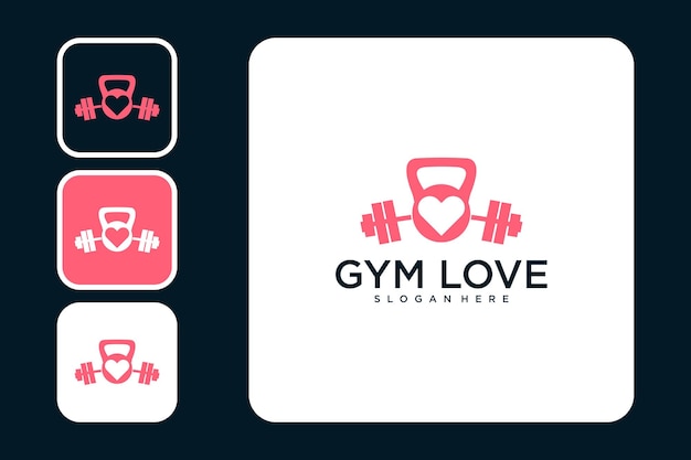 Diseño de logotipo de amor de gimnasio