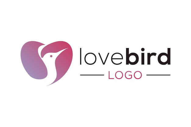 Diseño de logotipo de amor y pájaro