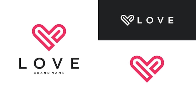 El diseño del logotipo de amor con una plantilla simple y minimalista Premium Vector