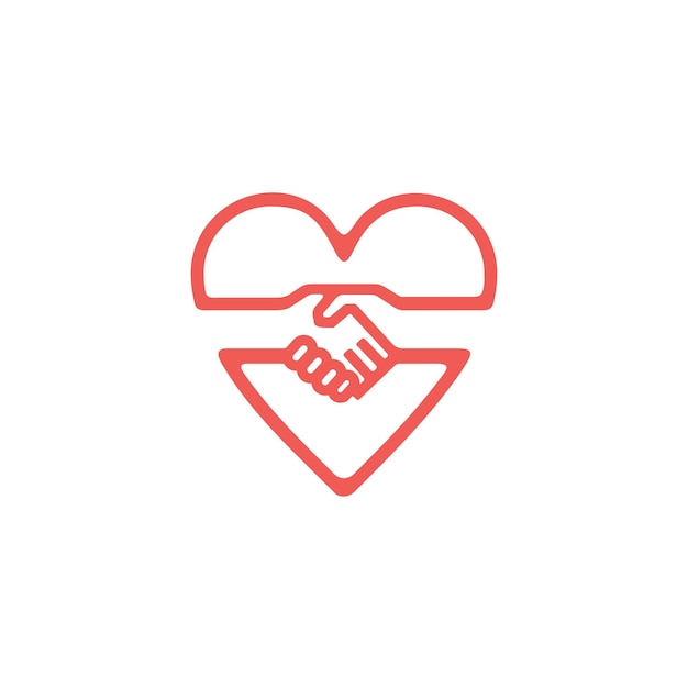 Diseño del logotipo de amor rojo en la mano
