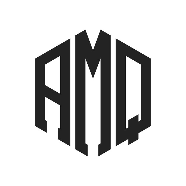 Diseño del logotipo AMQ Letra inicial AMQ Monograma Logotipo con forma de hexágono