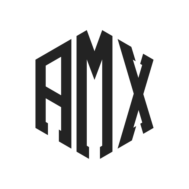 Diseño del logotipo AMX Letra inicial AMX Monograma Logotipo con forma de hexágono