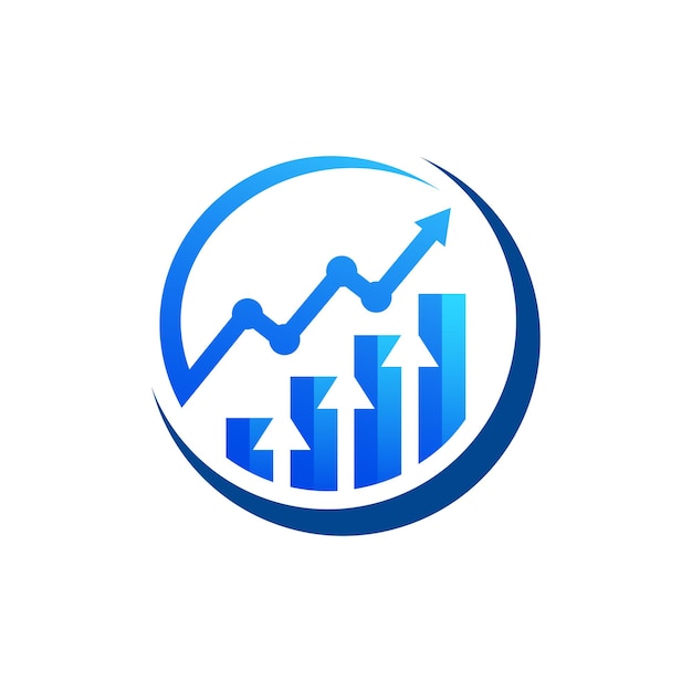 Diseño del logotipo de análisis de datos, flecha de crecimiento, diseño del logotipo para la inversión en finanzas de datos