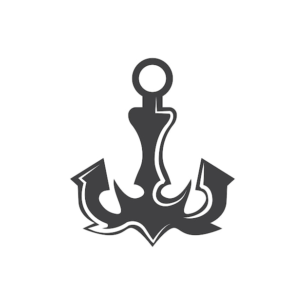 Diseño Logotipo Ancla Barco Simple Silueta Ilustración Vectorial