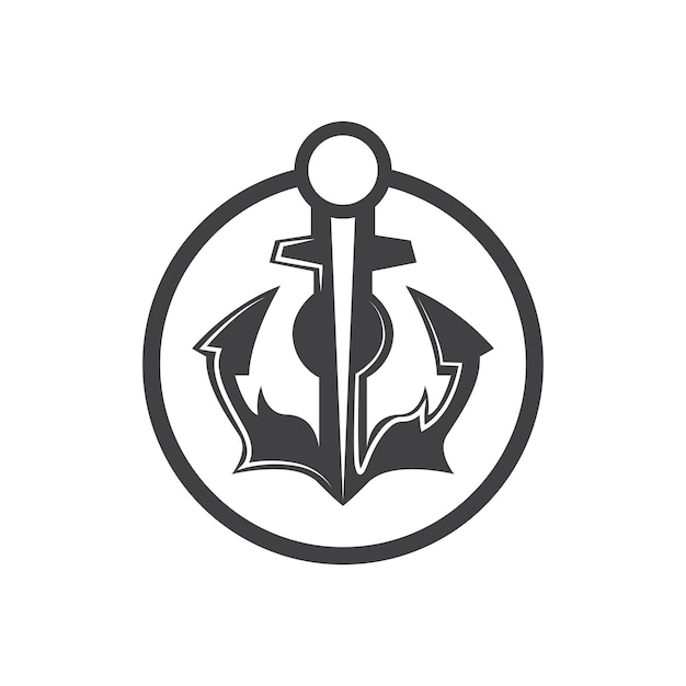 Diseño Logotipo Ancla Barco Simple Silueta Ilustración Vectorial