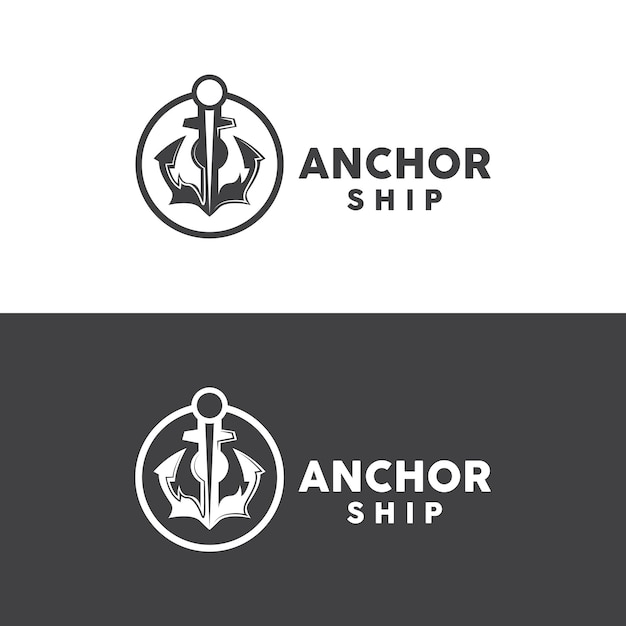 Diseño Logotipo Ancla Barco Simple Silueta Ilustración Vectorial