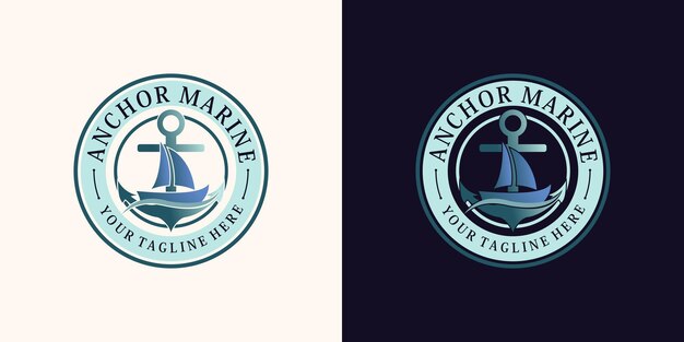 Diseño de logotipo de ancla para icono de marinero con concepto creativo Vector Premium