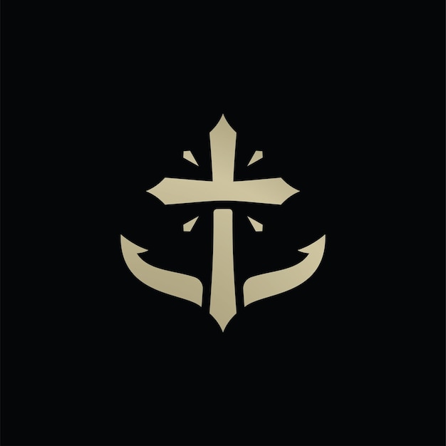 Diseño del logotipo del ancla con iglesia cruzada