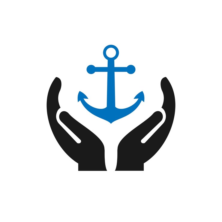 Vector diseño de logotipo de ancla de mano logotipo de ancla con vector de concepto de mano diseño de logotipo de mano y ancla