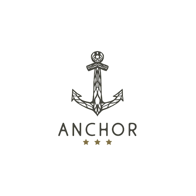 Diseño de logotipo de ancla retro vintage