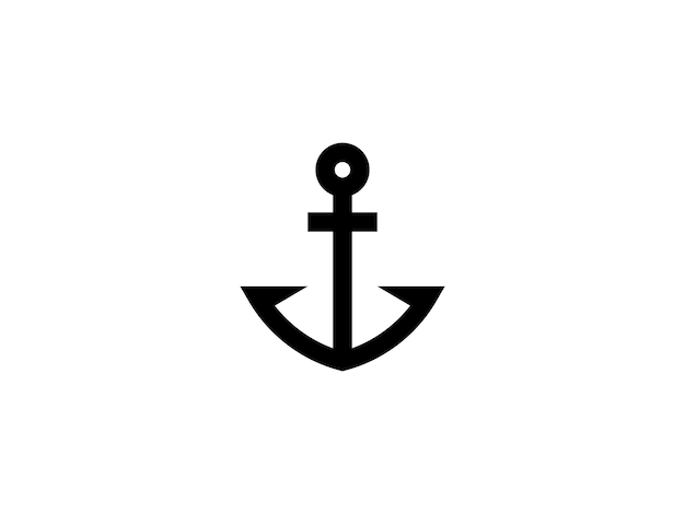 diseño de logotipo de ancla simple y limpio en blanco y negro