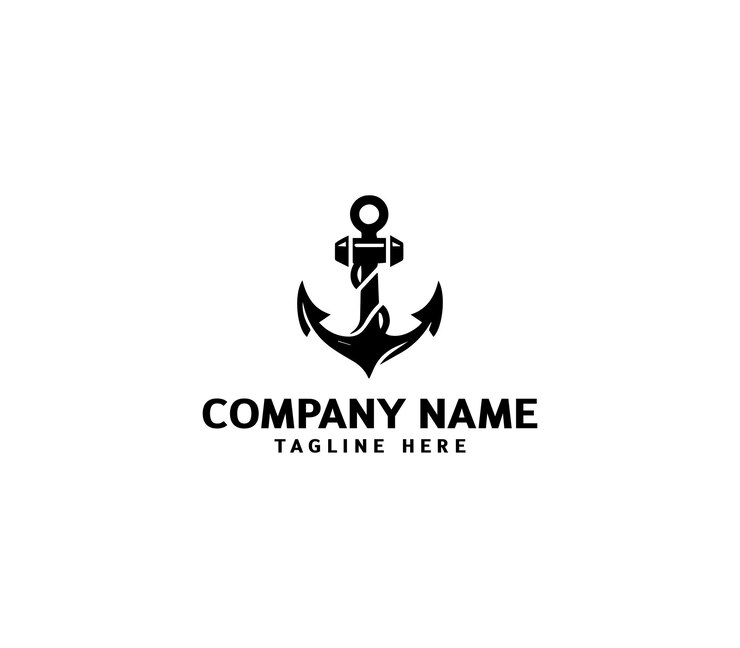 Diseño del logotipo del ancla vectorial Emblemas retro marinos Logotipo con ancla Ilustración monocromática del ancla marítima