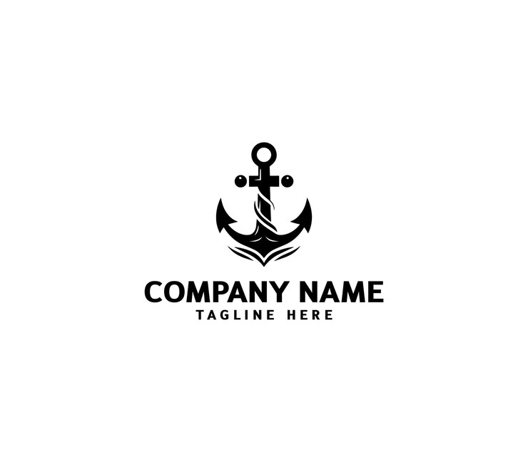 Diseño del logotipo del ancla vectorial Emblemas retro marinos Logotipo con ancla Ilustración monocromática del ancla marítima