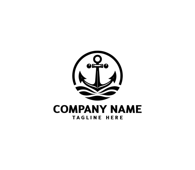 Diseño del logotipo del ancla vectorial Emblemas retro marinos Logotipo con ancla Ilustración monocromática del ancla marítima