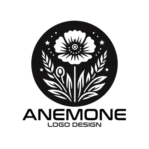 Diseño del logotipo de Anemone Flower Vector