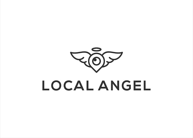 Diseño de logotipo de ángel de mapa local moderno creativo