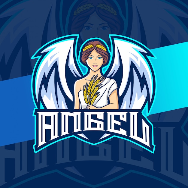 Diseño de logotipo de ángel mujer mascota esport