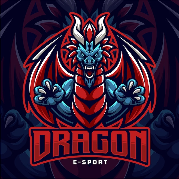 Diseño del logotipo de angry dragon esports plantilla del logotipo de la mascota.