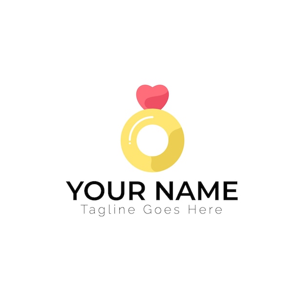 Diseño del logotipo del anillo de corazón perfecto para bodas o compromiso