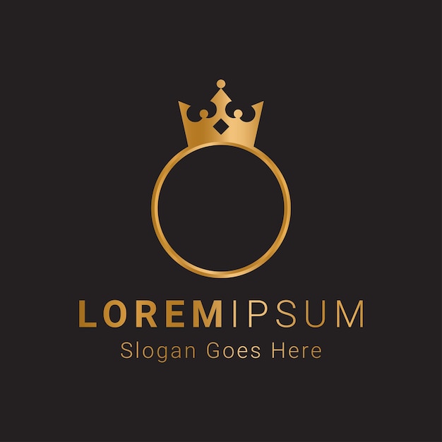 Diseño de logotipo de anillo de lujo Corona Logotipo de anillo real