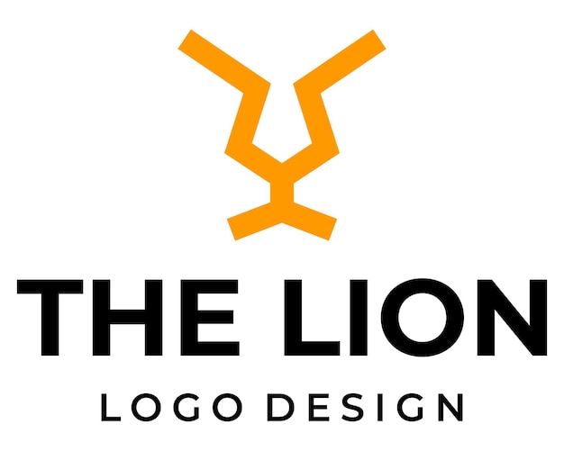 Diseño de logotipo de animal de cabeza de león geométrico en negrita.