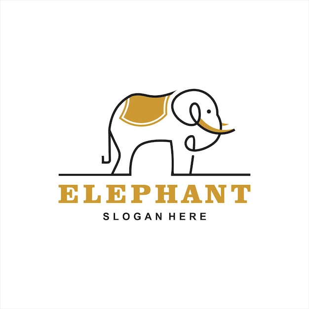 Diseño de logotipo animal Estilo de arte de línea de elefante simple