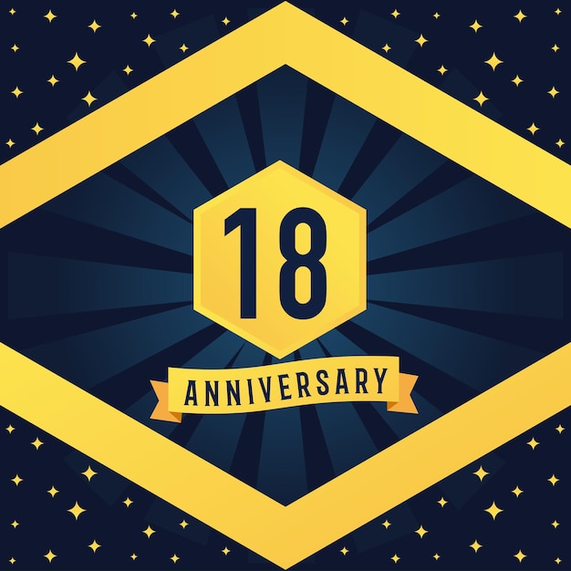 Diseño de logotipo de aniversario de 18 años con diseño de línea múltiple infinito de giro azul