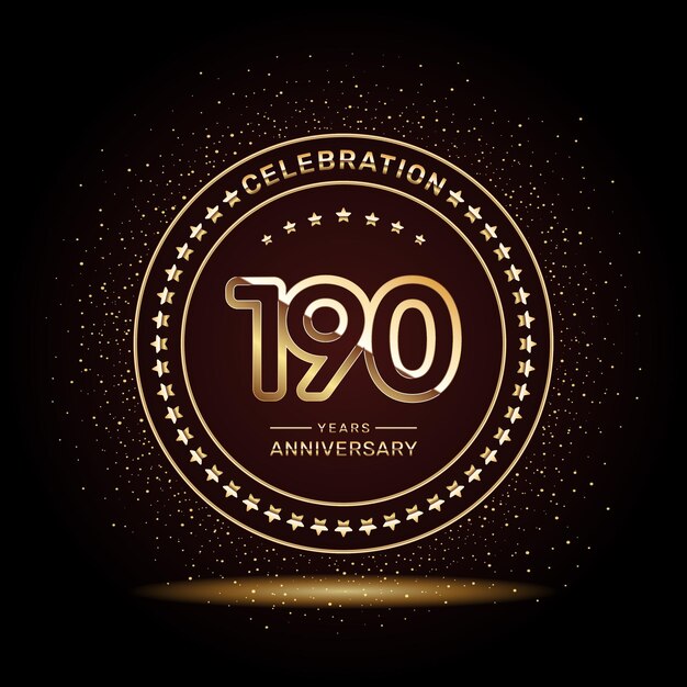 Diseño de logotipo de aniversario de 190 años con números de doble línea en plantilla de vector de color dorado