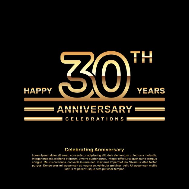 Diseño de logotipo de aniversario de 30 años con plantilla de vector de logotipo de concepto de doble línea