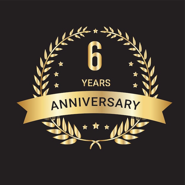 Diseño de logotipo de aniversario de 6 años, aniversario de 6 años