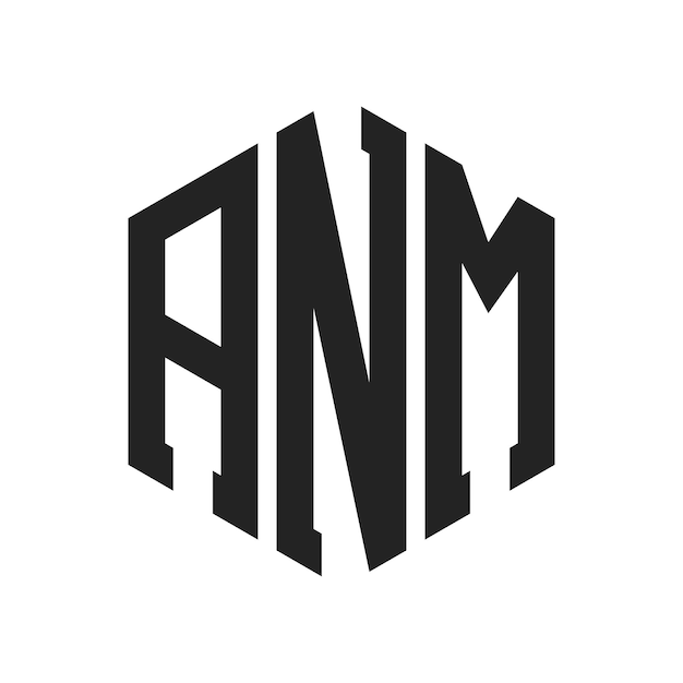 Diseño del logotipo de ANM Letra inicial ANM Monograma Logotipo con forma de hexágono