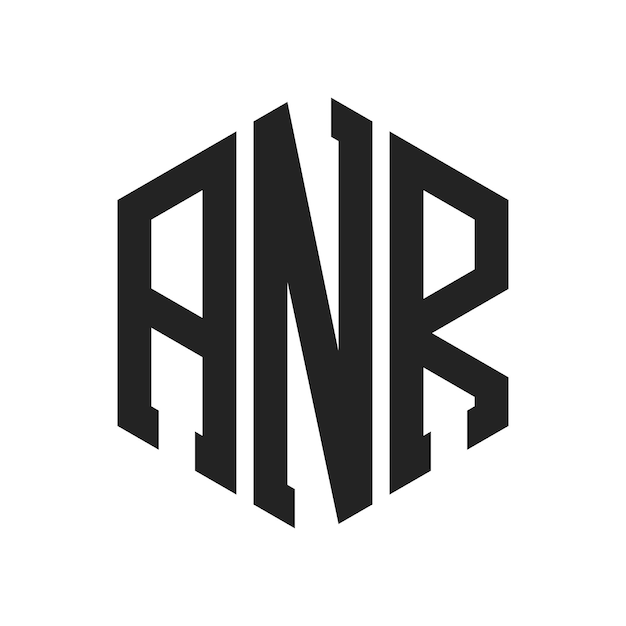 Diseño del logotipo de ANR Letra inicial ANR Monograma Logotipo con forma de hexágono