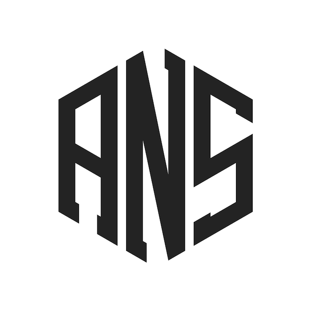 Diseño del logotipo de ANS Letra inicial ANS Monograma Logotipo con forma de hexágono