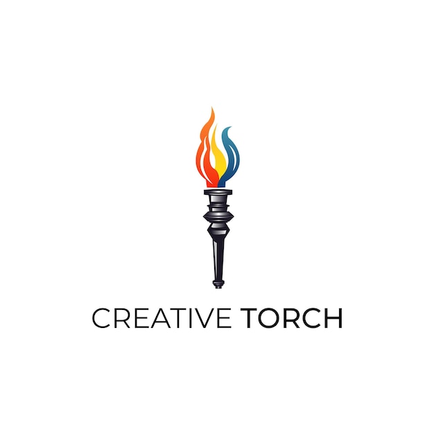 Vector diseño de logotipo de antorcha creativa con icono de antorcha de llama e ilustración de vector de antorcha