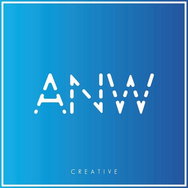El diseño del logotipo de ANW Creative Vector Latter es mínimo, el logotipo de Latter Premium es monograma de ilustración vectorial.