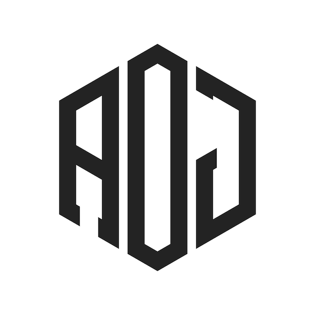 Diseño del logotipo de AOJ Letra inicial AOJ Monograma Logotipo con forma de hexágono