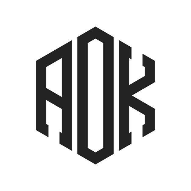 Diseño del logotipo de AOK Letra inicial AOK Monograma Logotipo con forma de hexágono