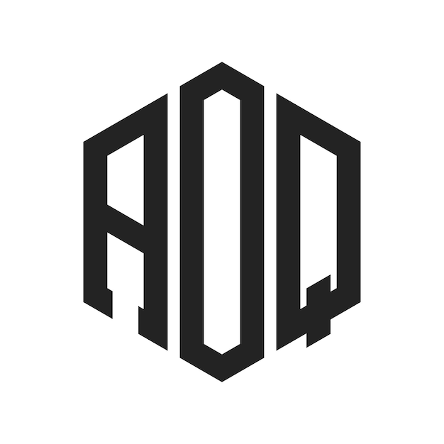 Diseño del logotipo AOQ Letra inicial AOQ Monograma Logotipo con forma de hexágono