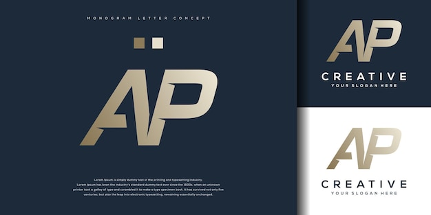Diseño de logotipo AP de letra de monograma abstracto