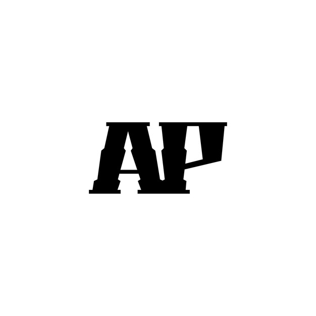 El diseño del logotipo AP monograma letra texto nombre símbolo monocromo logotipo carácter alfabeto logotipo simple